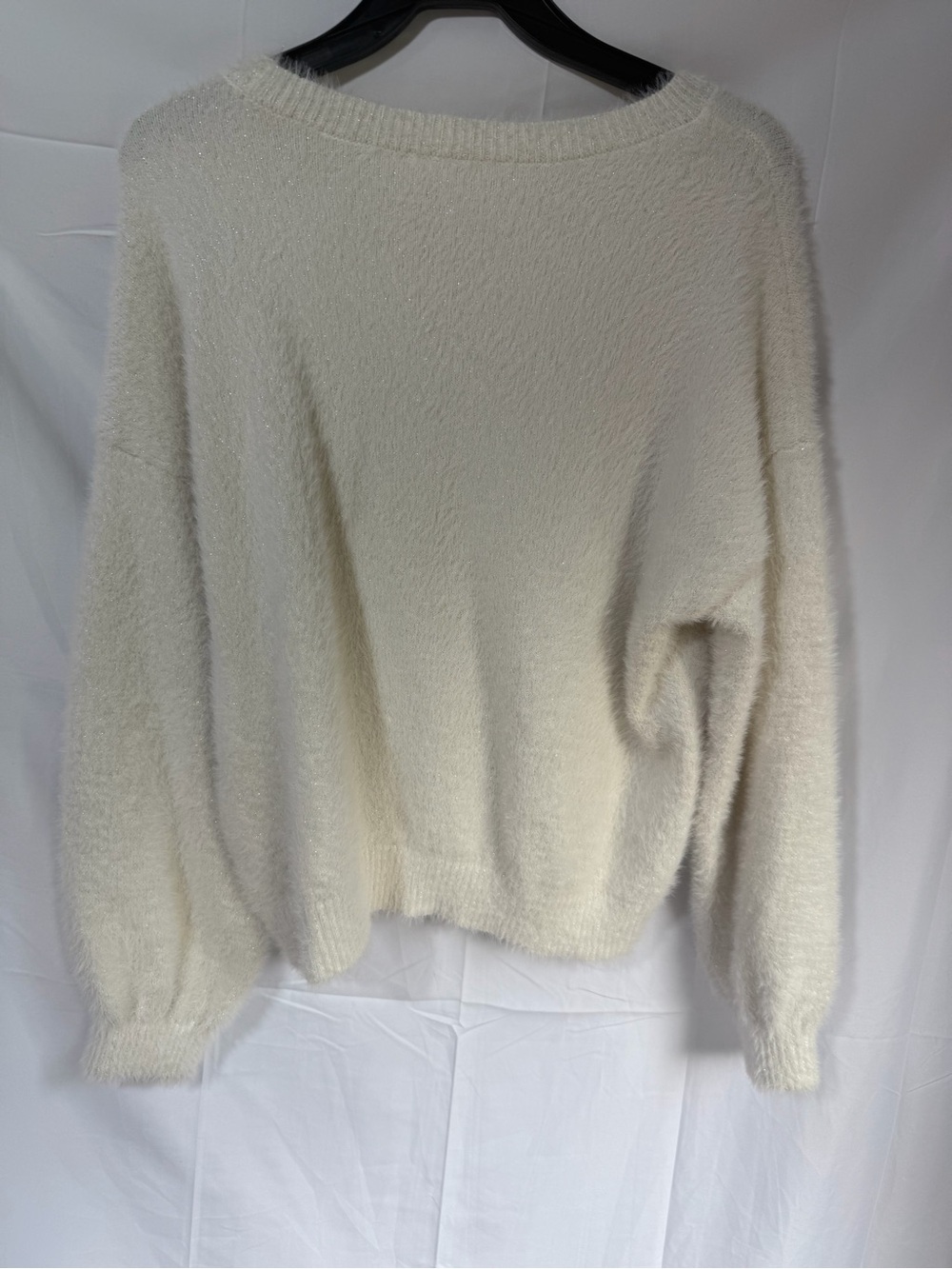 Cozy Women's Cream Fuzzy Sweater - Picture 2 of 3